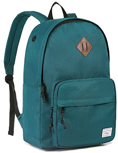 Kasgo Schulrucksack, Klassisches Leichtgewicht Rucksack Herren Damen Jungen Mädchen Teenager Hochschule Schultasche Casual Daypack für Reise Arbeit Dunkelgrün