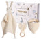Yoocaa Baby Geschenk zur Geburt Junge and Mädchen, Reiner Musselin Baumwolle Schmusetuch, Lätzchen und Beißring Geschenke zur Geburt (Beige)