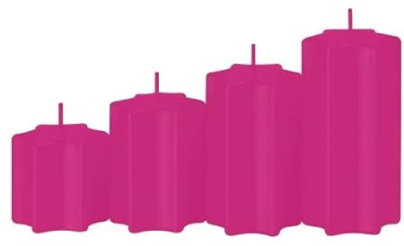Sternkerzen 4er Set Abgestuft Fuchsia Pink Ø 6 cm - Kerzen - Unparfümiert