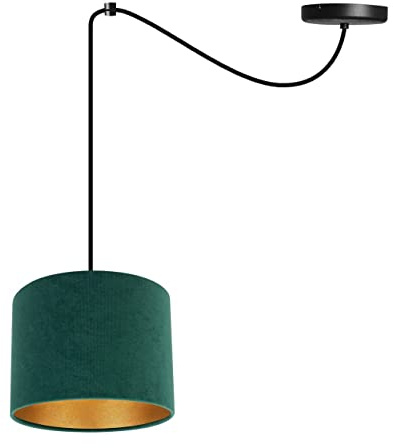 Light-Home Milan Spider Hängelampe - Hängeleuchte in Spinnenform - Deckenlampe – Spinne Lampe mit 1 Kopf - Hängeleuchte aus Metall und Stoff - E27 - Grün und Gold