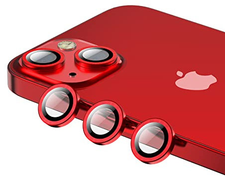 Phoneaura [[6 unidades para Apple iPhone 13 y iPhone 13 Mini protector de cámara de cristal protector de lente lente de aluminio con protector de pantalla