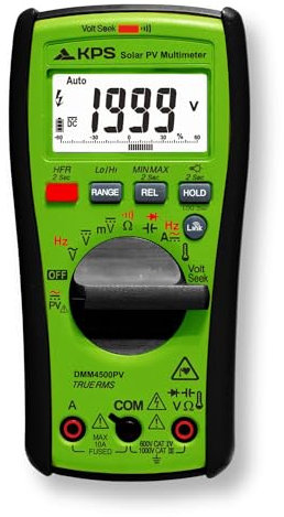 KPS -DMM4500PV Digitales Multimeter TRMS mit Bluetooth, Spannung 1500 VAC 2000 VDC, Strom AC/DC 10 A, Temperatur NCV LPF (Low Pass Filter) mit Autorange