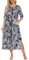 Rubehoow Zipper Housecoats for Women Half Sleeve Full Long Nightdress Soft Cotton Lightweight Mumu Housedress X-Large