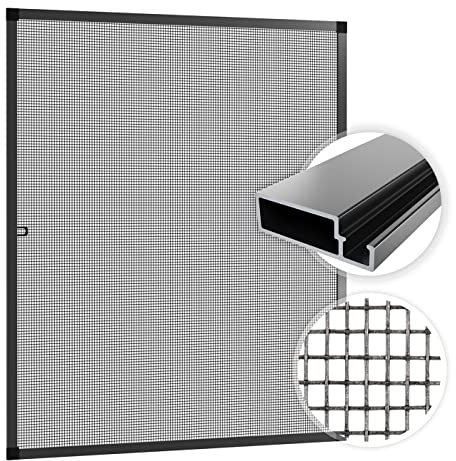 SAMUFLY Fliegengitter 100x120cm mit Alurahmen anthrazit für Fenster Insektenschutzgitter Fliegennetz Insektenschutzrahmen Mückenschutz