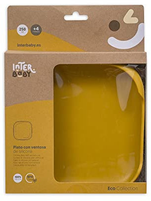 INTERBABY - Plato Bebe Ventosa Lllano | Plato Silicona Bebe Ventosa Antideslizante, Para Bebes y Niños Pequeños | Plato Bebe Antivuelco, Cómodo, Sencillo, Sin BPA | Ocre Tierra