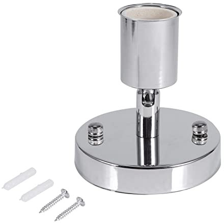1Pc E27 Light Socket Modern Ceiling Light Lamp Bulb Holder Socket 180° Rotating with 2 Screws for E27 Screw Type Light Bulbs Home Office Lighting(Silver)