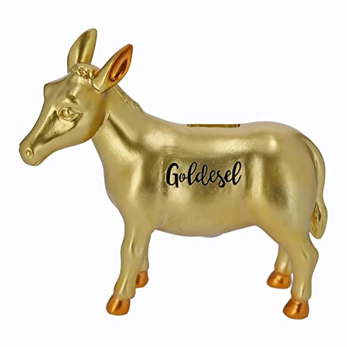Cepewa 53937 Spardose Goldesel Goldener Esel Sparbüchse Deko Geldgeschenk 8 x 18,5 x 20 cm