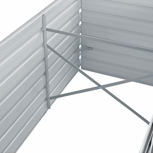 QIONGHA Garden Raised Bed, Planter, Herb Bed, Raised Bed Kit, Snail Fence, Plant Trough, Planters, Plant Film for Raised Bed, Pond Pool, Galvanised Steel, 320 x 80 x 77 cm, Grey
