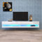 KEEPREAPER Tv Schrank weiß mit Led Hochglanz, tv lowboard hängend 140cm mit Stauraum