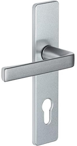 Vachette Set de Poignée de Porte sur Plaque KAZA - Version Clé L pour Porte de Chambre et de Bureau - Entraxe 165 mm - Matériau Aluminium Résistant - Garantie 10 Ans - Finition Argent