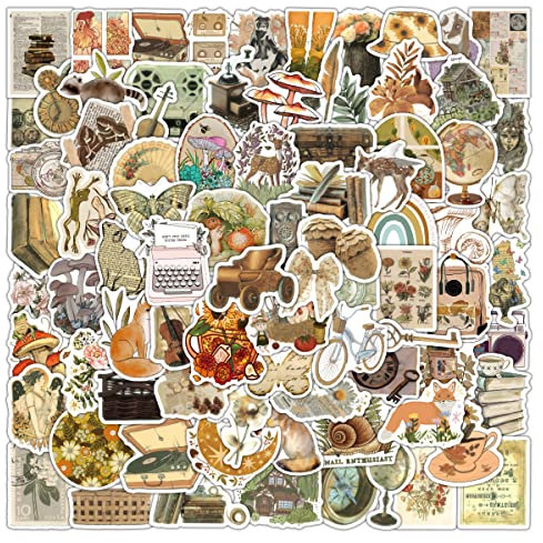 Retro Aufkleber für Laptop (110 PCS),Geschenk für Kinder Jugendliche Erwachsene Jungen,Vintage Stickers Wasserdicht Vinyl Aufkleber für Scrapbook,Skateboard,Auto,Gepäck