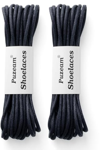 Puzeam 2 Pares Cordones Encerados Redondos Finos de Zapatos de Vestir, 3 mm Cordones Elegantes para Hombres y Mujer, Cordones para zapatos de ciudad, Business Cordones de Zapatos Azul Marino 70 cm