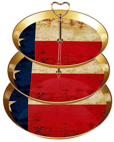Cupcake Stand Holder Plastic Dessert Stand Cake Stand 3 Tiered Serving Stand Display Stand, Vintage Flag