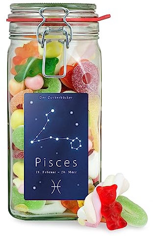Pisces Sternzeichen Süßigkeitenglas – Süßigkeiten-Mix im Glas, hervorragendes Sternzeichen Geschenk für Fische, Pisces