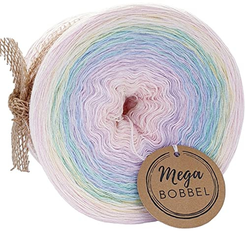MegaBobbel*Einhorn*A28*Farbverlaufsgarn - Lace Garn Bobbel Wolle zum Häkeln & Stricken (4fädig-ca.1000m)