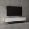 doporro Mobile Porta TV Sospeso 200 cm con 2 Ante Marrone Chiaro e Bianco Opaco, Credenza Bassa da Soggiorno Salotto, Madia Consolle Bicolore per TV Fernsehschrank02