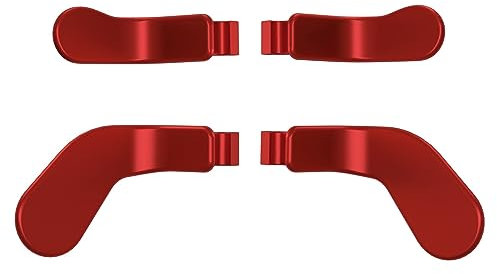 eXtremeRate 4 pcs Palettes Métalliques en Acier Inoxydable pour Xbox One Elite/Elite Series 2/Elite 2 Core Manette, Rouge Écarlate