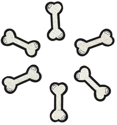 40 Stück Cartoon-Knochen-Bügeltuchaufkleber,Patches zum Aufbügeln Stickerei,Stoff Bestickte Aufnäher zum Aufbügeln,für DIY Nähen Basteln Kleidung Jacken Rucksäcke Mützen Socken Schuhe