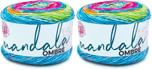 Lion Brand Yarn 551-206 Mandala Ombre Yarn, Happy One Size 551-214 (Pack of 2)