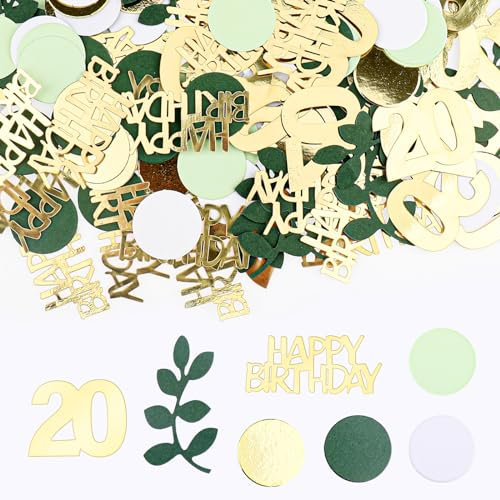 GoldRock Konfetti 20 Geburtstag Deko Grün Gold,200 Stk Tischdeko Geburtstag 20 Jahre,Streudeko 20. Geburtstag Deko,Geburtstagsdeko 20er,Deko 20. Geburtstag Mann Frau,Confetti Geburtstag Junge Mädchen