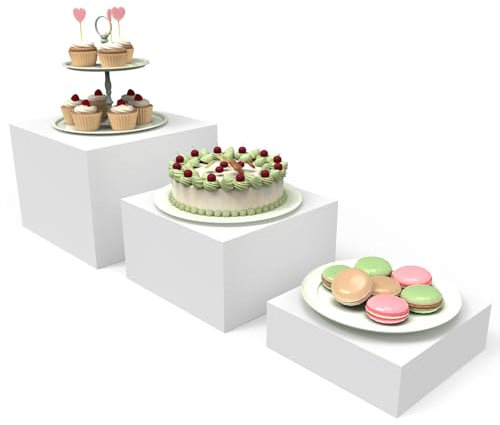Laumffon Buffet-Erhöhungen, Lebensmittelerhöhungen für Buffet-Tisch, Präsentationsständer, Regal für Catering, Dessert, Sammlerstücke, Schmuckfiguren, Acrylwürfel, mit hohlen Böden, 17,8 cm, 3 Stück