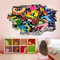 Wandtattoo Aufkleber Wandbild Graffiti Mauerloch 3D Durchbruch Effekt Wandsticker Alphabetische Symbole Wandaufkleber Wanddeko fürs Wohnung Wohnzimmer Schlafzimmer Bad Kinderzimmer Tapeten Deko