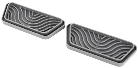 Fockety Refrigerator Drip Catcher Tray, 2 Pack Reusable Refrigerator Drip Tray, Cuttable Design Silicone Anti Slip Easy to Refrigerator Water Drip Tray Catcher for GE Samsung (Grey)