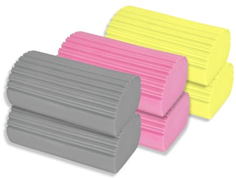 ADLEER 6PCs Esponja Atrapapolvo. - Plumero Atrapapolvo Diseño Mejorado - Plumero Humedo - Esponja Limpia Polvo - Esponja Magica Atrapapolvo - Esponja Limpieza (6Pcs Gris/Rosa)