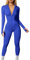 Jumpsuit Damen, Flared Yoga Pants Outfit Damen Elegant Formel 1 Anzug Sexy Rückenfrei Jumpsuit Damen Langarm Einteiler Sport Tights Pilates Outfit Damen Set Kostüm Damen Fbi (A03,L)