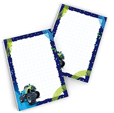 Junaversum 12 Notizblöcke Mitgebsel Kindergeburtstag Junge Auto Monster-Truck Gastgeschenke für Jungsgeburtstag/ A7-Format