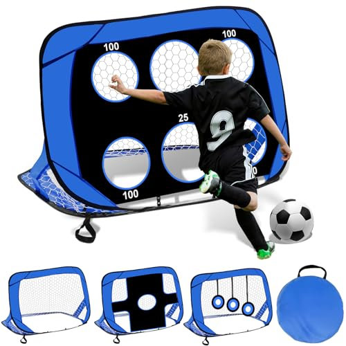 Suewidfay Porte da calcio per bambini, 4 in 1 porte da calcio pieghevoli con borsa per il trasporto porta calcio giardino bambini portatili Rete da calcioper l'allenamento del calcio e all'aperto