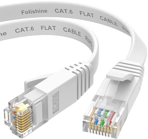 NETLINK Cat6 Ethernet Cable, RJ45 Ethernet cable, Flat White, Fits Router, Switch, Modem, PS5, PS6, Nintendo, Xbox, CCTV, WiFi Extender, 1m