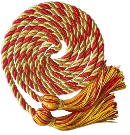 Hrlace Abschluss Ehrenkabel Quaste Kabel 170cm Abschlussfeier Ehrenkordel Abschlusshut Quasten Seil Abschlussseile mit Quaste Graduierung Geflochtene Schnüre für Kleidung Zubehör Gold+Rot