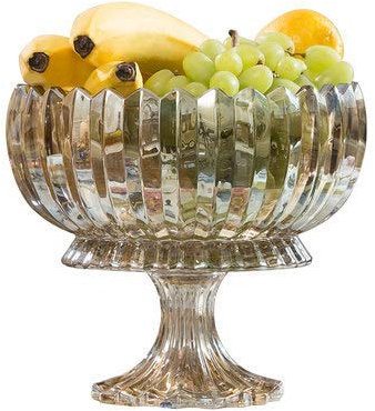 OUTPFTS Plat à Bonbons élégant en Verre sur Pied pour Salade de Fruits, Dessert, Bol décoratif en Cristal de 20,3 cm pour Anniversaire/fête/Mariage/Maison