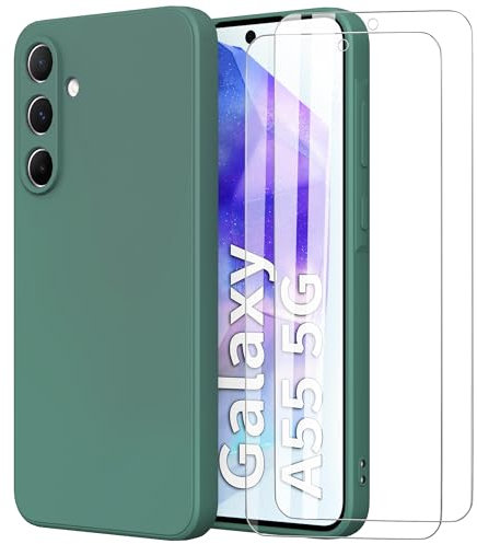 MOONESS Coque pour Samsung Galaxy A55 5G 6.6,Silicone Liquid Compatible avec Samsung Galaxy A55 5G,Étui de Protection Antichoc Housse Case Cover - Vert foncé