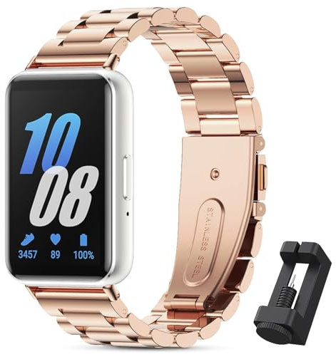 BDIG Cinturino in Metallo Compatibile con Samsung Galaxy Fit 3,Senza Gap Cinturino di ricambio per Samsung Galaxy Fit 3,Oro rosa