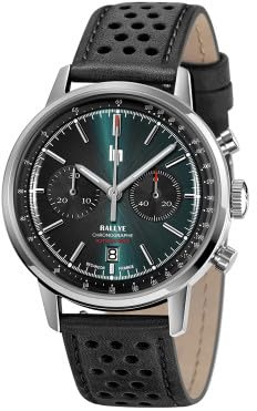 Lip Rallye Herren-Armbanduhr, Chrono, automatisch, limitierte Serie, Stahl, Leder, Schwarz, 671825, grün