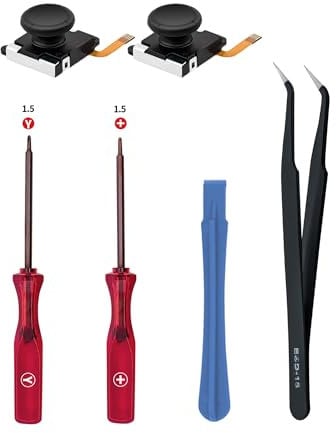 Mcbazel NS Switch Joycon Reemplazo Hall 3D Joystick Analógico y Kit de Herramientas de Reparación Compatible con Nintendo Switch/Switch OLED/Switch Lite – Negro