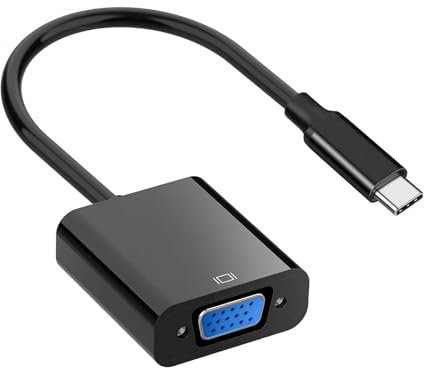 USB C to VGA Adapter, Thunderbolt 3/4 to VGA Adapter Multi-Display Video Converter Cable Full HD 1080P External Video Card Multi Monitor Adapter for Type C Laptop, Tablet, iPhone & Android Phone