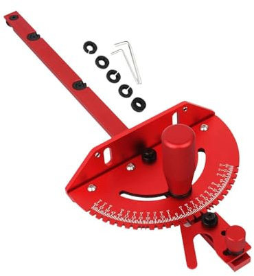 ＡＷＨＡＯ Universal Gehrungslehre für Tischkreissägen, 60° Winkel, Verstellbar, 45 Cm Lang, mit Anschlag, ROT