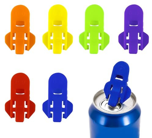 Cragmut 6 Stück Multifunktional Getränkedosenöffner, Hartplastik, Einfacher Öffner für Bier, Soda, Getränke, Mehrfarbig