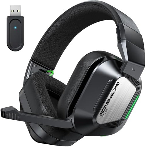 Skapendy VK82 Cuffie da gioco senza fili, 2.4GHz Cuffie Wireless con Microfono + 5.4 Bluetooth, Cuffie da gioco pieghevoli per Ps5, Ps4, PC, Switch, Mac, Batteria da 50 Ore, LED Light, Nero