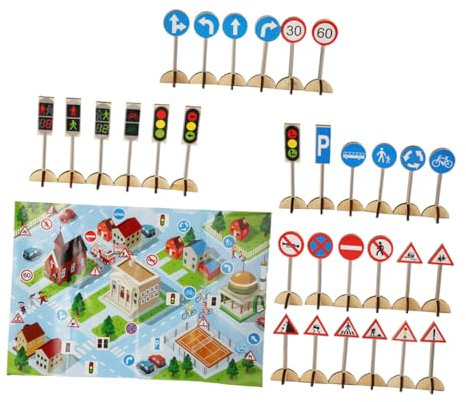 HEMOTON 1satz Holz Verkehrsschilder Für Junge Mädchen Pädagogisches Spielzeug Für Verkehrserziehung Und Kognitive Entwicklung Rollenspiel Für Sicheres Verhalten Im Straßenverkehr