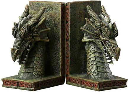 JBTBIHIG Buchstützen Drache Buchstützen Dekorative Harz Buchstützen für schwere Bücher Vintage Dekorative Buchstützen für Regale Buchstützen Dekorative Einzigartige Bürodekoration