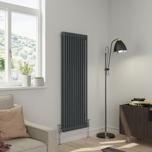 Warmehaus 1500x560mm Anthracite Traditional Vertical Radiator Double Column Cast Iron Style Panel Radiator Central Heating