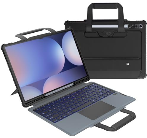 Nillkin Carrying Keyboard Case for Samsung Galaxy Tab S10 Ultra/S9 Ultra 14.6 Tablet with Handle, Rugged Case with Detachable Backlit Keyboard, Trackpad, Portrait/Landscape Stand, Camera Cover, Black