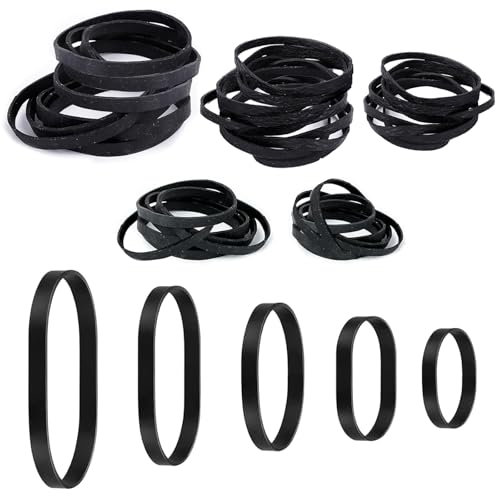 KATIMI 200 Stück Große Gummibänder Schwarz, 5 Größen Gummiringe Breit, Elastische Gummiband Breit Schwarz, Wiederverwendbare Haushaltsgummi für Industrie Camping Survival (2,5/4/5/6/7mm)