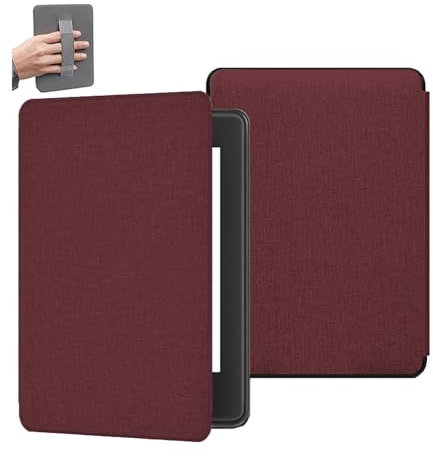 T TAKONE Handheld-Hülle für 7 Kindle Paperwhite (12. Gen 2024) und Kindle Colorsoft Signature Edition 2024 – PU-Lederhülle, leicht und tragbar, perfekt für den täglichen Gebrauch und Reisen (Rotwein)