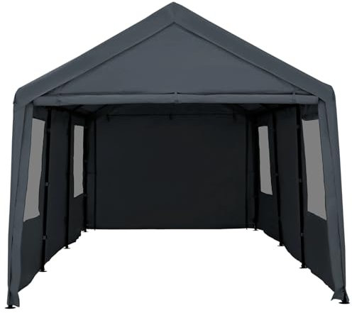 QIUYMGFG Garage carport Abri de Voiture Robuste de 3 x 6 m avec parois latérales et Portes Amovibles. Abri de Garage Portable. Abris de Voiture