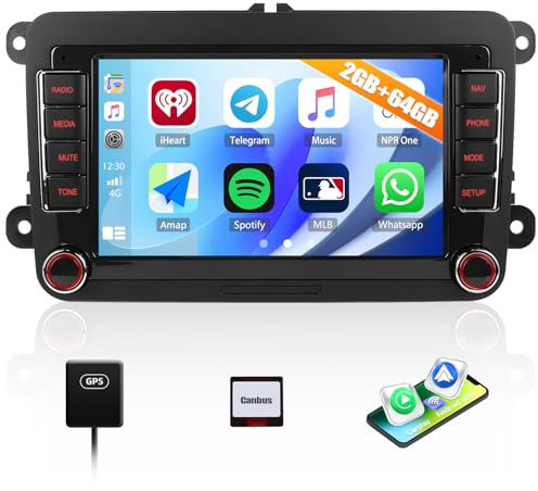 2G+64G Android 13 Car Stereo for VW Polo Caddy T5 Tiguan Transporter Golf MK5 MK6 Beetle Skoda Octavia Seat with Wireless Apple Carplay Android Auto 7” Touch Screen Car Radio with Bluetooth GPS FM RDS